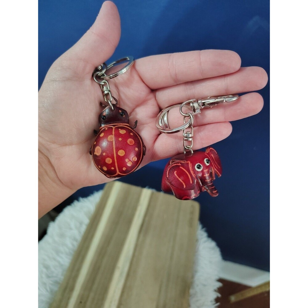 Ladybug Elephant Leather Keychain Unique Animal K… - image 6